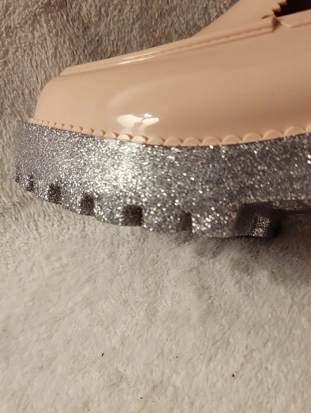 Melissa Blush And Silver Glitter Platform Royal Loafers Size 7